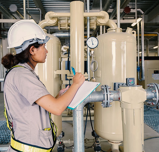 Woman Checking Equipment